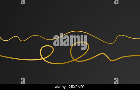 Minimalist elegant lines wavy art on gold colors. Vector illustration design template Stock Vector
