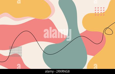 Abstract background template of various shapes, element, line art. Pastel colors. Vector illustration Stock Vector