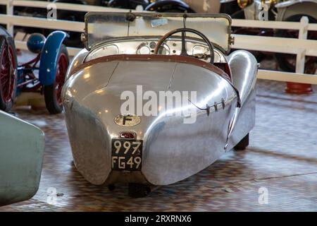 Talmont , France - 09 12 2023 : Morgan Darmont Special from 1931 vintage retro car tricycle wheels ancient old vehicle  in France classic museum vehic Stock Photo