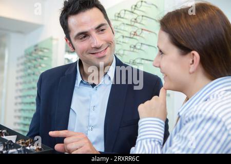 a woman in an optometrist Stock Photo