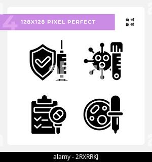 2D glyph style bacteria silhouette icons pack Stock Vector