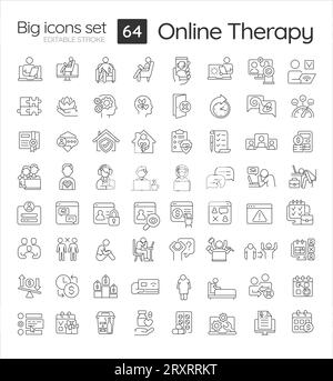 2D editable black big icons for representing MOOC Stock Vector Image ...