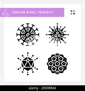 2D glyph style bacteria icons silhouette pack Stock Vector