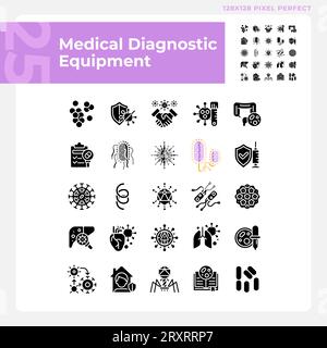 2D glyph style bacteria icons silhouette set Stock Vector