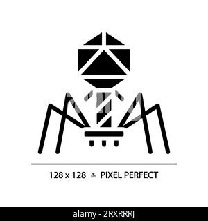 2D glyph style black bacteriophage simple icon Stock Vector