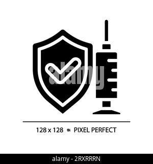 2D glyph style black vaccine simple icon Stock Vector