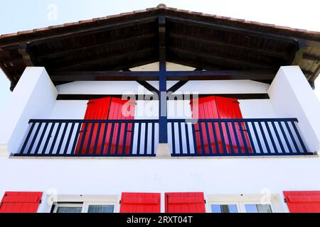 Traditional half-timbered houses in Bera, a small village in Spain near the French border Stock Photo