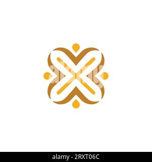 Letter X People Community Logo. Social Logo Design. Abstract Human Stock Vector