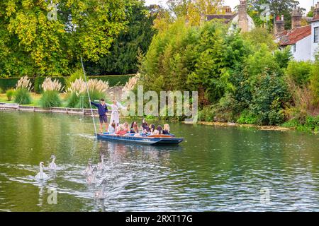 Hen party with a bride enjoying punt ride on the River Cam. Cambridge, England Stock Photo