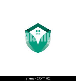 Home Organic Logo Design. Home Leaf Logo. Herbal House Logo Stock Vector