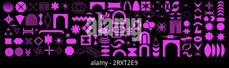 Modern geometric abstract shapes. Retro futuristic elements. Bauhaus. Stock Vector