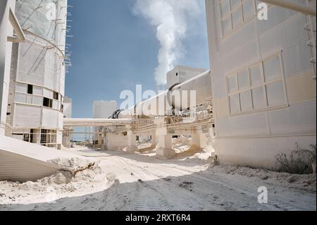 Tubular rotary furnace for processing construction materials Stock Photo