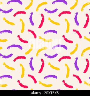 Seamless pattern of charcoal crayon pencil colored emphasis, squiggles and scribbles. Grunge pen colored chalk prints. Hand drawn vector doodles. Brig Stock Vector
