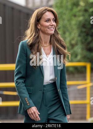 Leeds, England. UK. 26 September 2023.   Catherine, Princess of Wales   visits AW Hainsworth, a family-owned heritage textile mill which was established in 1783  Credit: Anwar Hussein/Alamy Live News Stock Photo