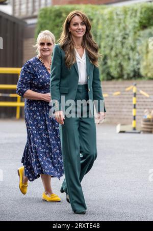 Leeds, England. UK. 26 September 2023.   Catherine, Princess of Wales   visits AW Hainsworth, a family-owned heritage textile mill which was established in 1783  Credit: Anwar Hussein/Alamy Live News Stock Photo