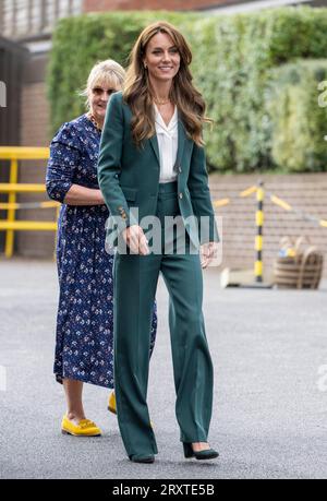 Leeds, England. UK. 26 September 2023.   Catherine, Princess of Wales   visits AW Hainsworth, a family-owned heritage textile mill which was established in 1783  Credit: Anwar Hussein/Alamy Live News Stock Photo