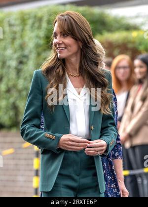 Leeds, England. UK. 26 September 2023.   Catherine, Princess of Wales   visits AW Hainsworth, a family-owned heritage textile mill which was established in 1783  Credit: Anwar Hussein/Alamy Live News Stock Photo