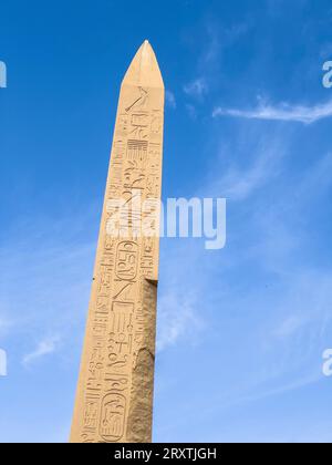 Obelisk of Thutmosis I, Karnak Temple Complex, a vast mix of temples, pylons, and chapels, UNESCO World Heritage Site, near Luxor, Thebes Stock Photo