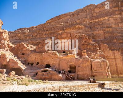 The Street of Facades, Petra Archaeological Park, UNESCO World Heritage Site, one of the New Seven Wonders of the World, Petra, Jordan, Middle East Stock Photo