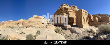 Djinn Blocks in Petra Archaeological Park, UNESCO World Heritage Site, one of the New Seven Wonders of the World, Petra, Jordan, Middle East Stock Photo