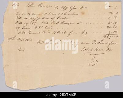 Record of taxes on property, including enslaved persons, owned by John Rouzee October 17, 1812 Stock Photo