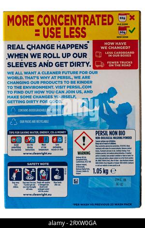 Safety Note on box of Persil Non Bio gentle next to sensitive skin