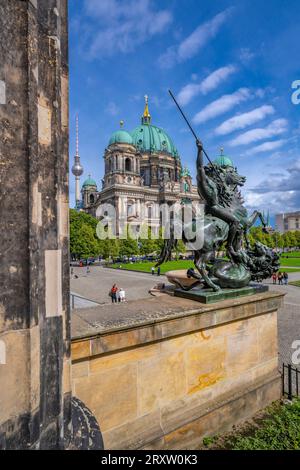 View of Berlin Cathedral from Altes Museum, UNESCO World Heritage Site, Museum Island, Mitte, Berlin, Germany, Europe Stock Photo