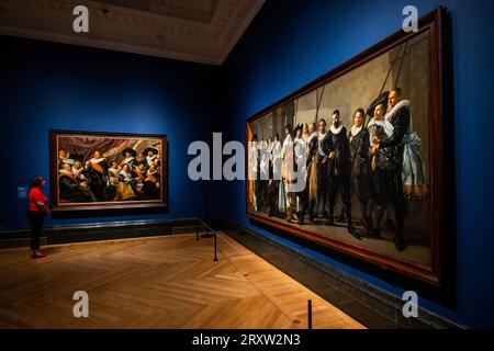 London, UK. 27 Sep 2023. Banquet of the Officers of St George Civic Guard, c 1627 and Militia Company of District XI under the Command of Captain Reynier Reacl, known as 'The Meagre Company', 1633 - Frans Hals at the National Gallery. It runs from 30 September 2023 – 21 January 2024. Credit: Guy Bell/Alamy Live News Stock Photo