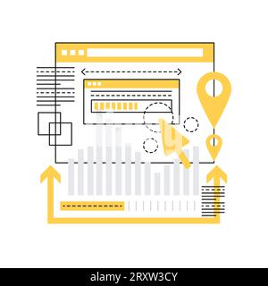 Online domain registration. Seo optimization strategy graphic icon illustration Stock Vector