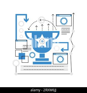 High quality website. Seo optimization, quality control strategy graphic icon illustration Stock Vector