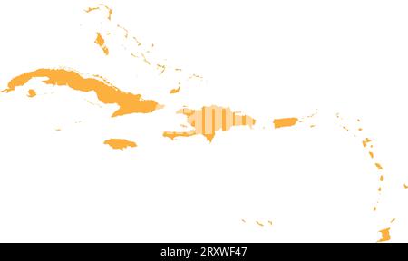ORANGE CMYK color map of CARIBBEAN ISLANDS Stock Vector