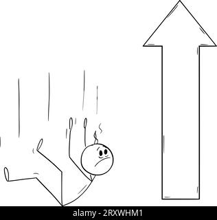 Looking for Success, Vector Cartoon Stick Figure Illustration Stock Vector