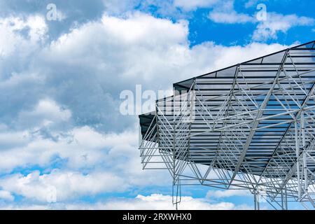 Elevated Very High Frequency (VHF) Omni-Directional Range (VOR) base station for aircraft instrument navigation based in Vernon Hills, IL, United Stat Stock Photo
