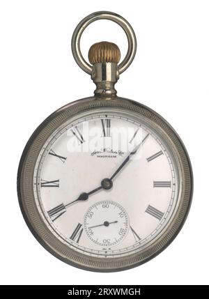 Pocket watch likely carried by Matthew Henson in 1908-1909 Arctic expedition 1888-1889; inscribed 1908 or 1909 Stock Photo