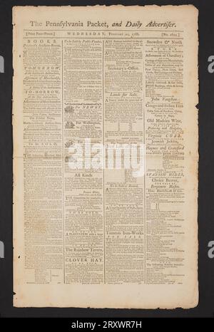 Pennsylvania Packet, and Daily Advertiser No. 2822 February 20, 1788 Stock Photo