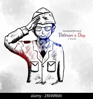 veteran sketch in hand drawn style for veteran's day. vector illustration Stock Vector