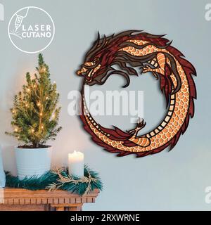 A Chinese Dragon made using paper or cardboard is a traditional and colorful decorative item that symbolizes power, strength, and good luck in Chinese Stock Vector