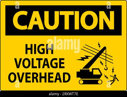 Caution Sign High Voltage Overhead Stock Vector