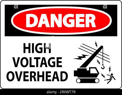 Danger Sign High Voltage Overhead Stock Vector