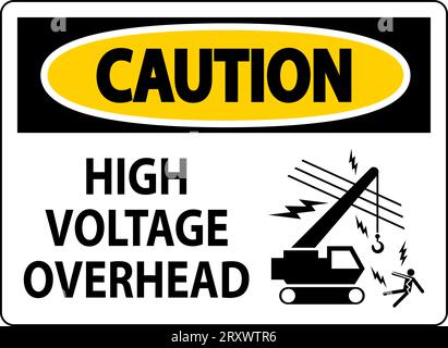 Caution Sign High Voltage Overhead Stock Vector