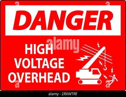 Danger Sign High Voltage Overhead Stock Vector