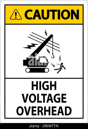 Caution Sign High Voltage Overhead Stock Vector