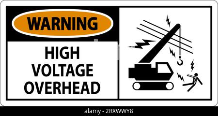 Warning Sign High Voltage Overhead Stock Vector