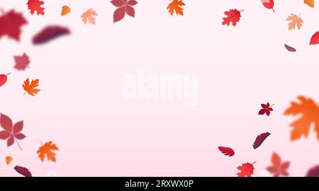 Autumn natural background template with falling leaves. Vector ...