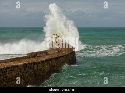 Big Seas At Portreath Stock Photo