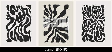 Brutalist abstract geometric shapes and grids. Brutal contemporary figure star oval spiral flower and other primitive elements. Swiss design aesthetic Stock Vector
