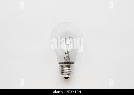 incandescent lamp on a white background. Energy and abandonment of traditional lighting sources Stock Photo