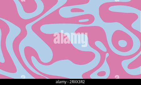 Abstract groovy background with pink and blue waves. Simple trippy design. Trendy vector illustration in retro 1960s -1970s style. Cool funky ripple Stock Vector
