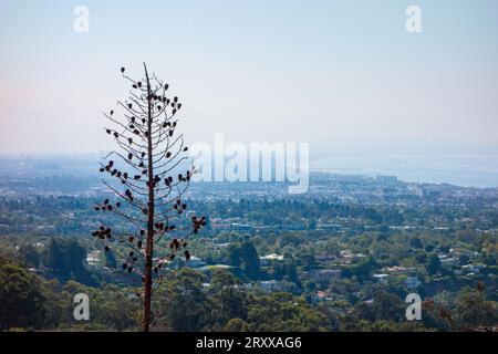 Views while cycling the Inspiration Point Loop at Will Rogers Historical Park in Santa Monica, california. Views of the pacific ocean and downtown los Stock Photo