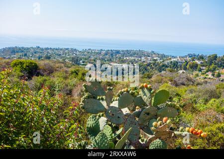 Views while cycling the Inspiration Point Loop at Will Rogers Historical Park in Santa Monica, california. Views of the pacific ocean and downtown los Stock Photo